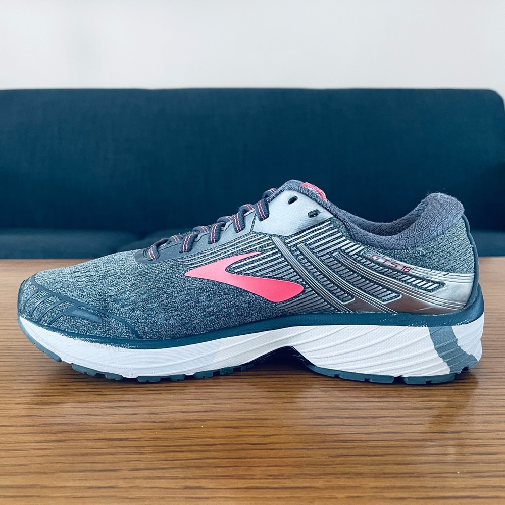 Brooks 1202681B079 Women's Adrenaline GTS 18 Ebony/Silver/Pink Sneakers Sz 9.5 - Picture 6 of 16